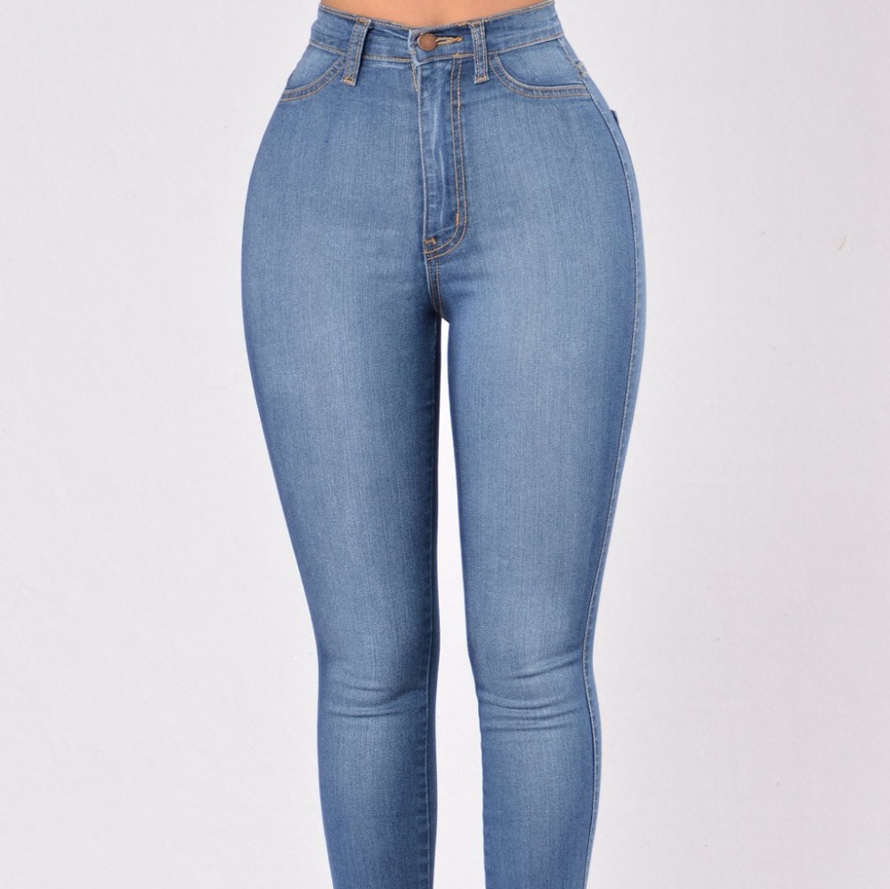 Fashion Nova Classic High Waisted Pants- Med Blue